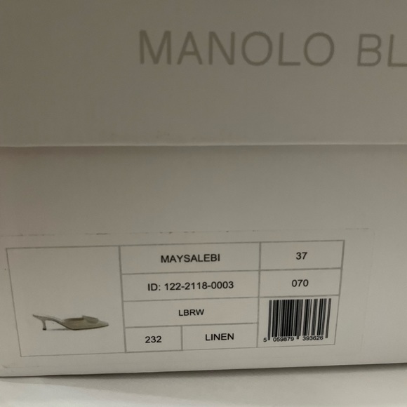 Manolo Blahnik Maysale Linen Mules Tan 70mm 37 - Picture 14 of 14